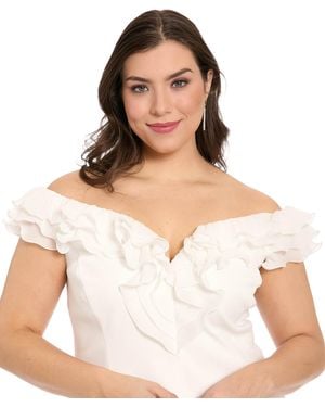 Muse Plus Size Ruffle Organza Off-the-shoulder Top - White