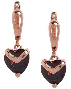 SOH Crystal-heart Hoop Earrings - Red