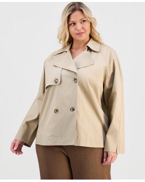Anne Klein Essentials Plus Size Double-breasted Blazer - Natural