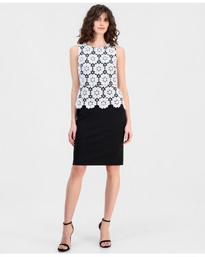 Anne Klein Lace Sleeveless Sheath Dress - Blue