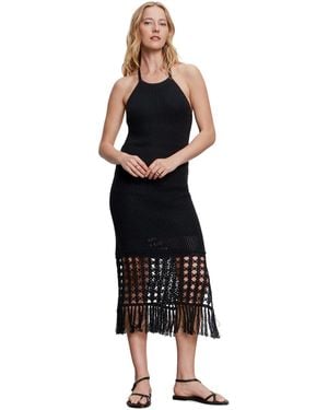 Sanctuary Promenade Cotton Crochet Fringe-hem Dress - Black
