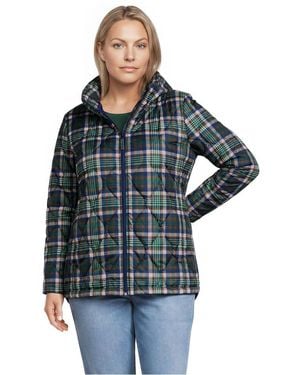 Lands' End Plus Size Print Featherfree Quilted Insulated Jacket - Blue