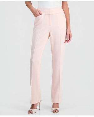 Tahari Twill Flat-front Straight-leg Pants - Pink