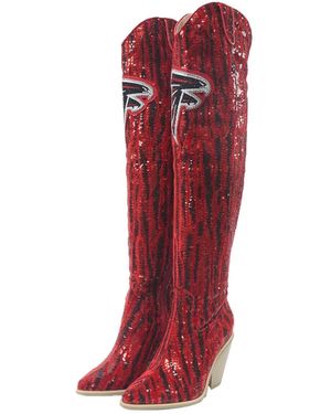 Fabgating By Cuce Over-the-knee Pointed-toe Sequin Boots - Red