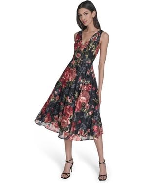 Eliza J Petite Sleeveless Fit And Flare Midi Dress - Multicolor