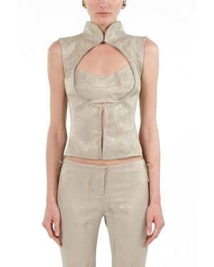 Nocturne Braid-trim Bustier Top - Natural