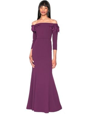 White Tie By Shani Off-the-shoulder Floral Applique Ball Gown - Purple