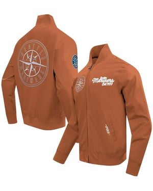 Pro Standard Seattle Mariners Paint The City Twill Full-zip Jacket - Brown