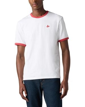 Levi's Classic Fit Short Sleeve Retro Embroidered Ringer Crewneck T-shirt - White