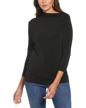 ELLA rafaella Petite Draped Knit 3/4 Sleeve Top - Black