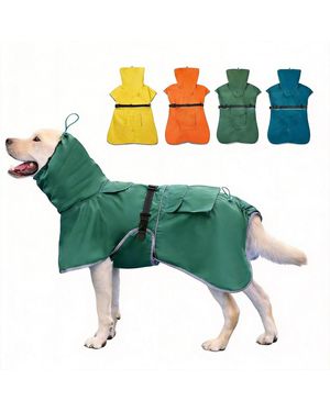 Aronkl Adjustable Hooded Raincoat For Medium Large Dogs - Green