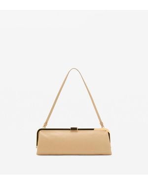 Mango Metallic Clutch Handbag - Natural