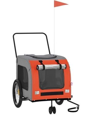 Vidaxl Pet Bike Trailer And Gray Oxford Fabric And Iron - White