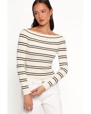 Petal & Pup Presley Long-sleeve Boat Neck Striped Top - Natural