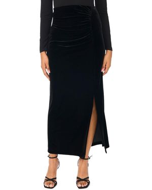 Msk High-waisted Velvet Ruched Maxi Skirt - Black