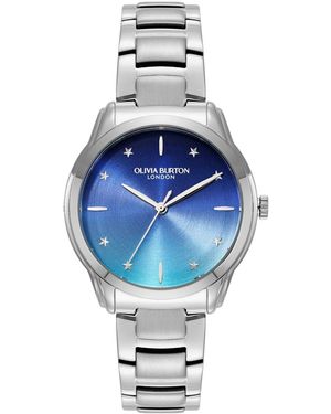 Olivia Burton Colourwave Silver Tone Stainless Steel Bracelet Watch - Blue