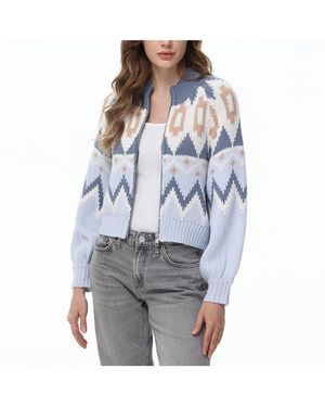 525 Victoria Fair Isle Zip Bomber Jacket - Blue