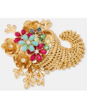Anne Klein Stone Flower Cornucopia Pin - Metallic