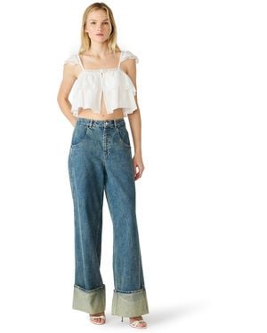 Steve Madden Leta Square Neck Top - Blue