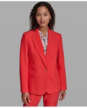 KARL LAGERFELD Notch Lapel Woven Jacket - Red