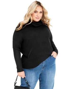 Avenue Plus Size Ash Turtleneck Close Fit Sweater - Black