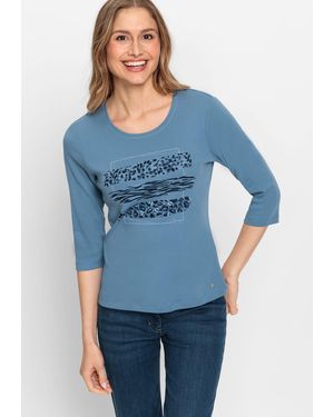 Olsen 3/4 Sleeve Placement Print Tee - Blue