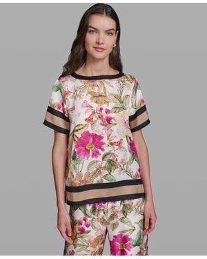 KARL LAGERFELD Short-sleeve Floral Printed Top - Multicolor