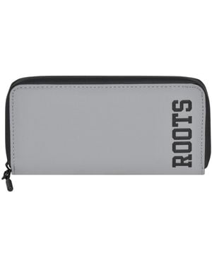 ROOTS Slim Zipper Round Wallet - Gray