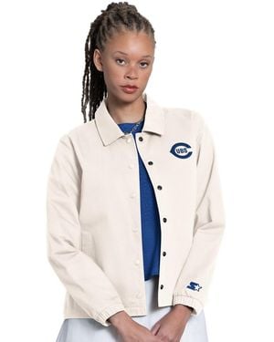 Starter Chicago Cubs Cooperstown First Down Full-snap Long-sleeve Coaches Jacket - White