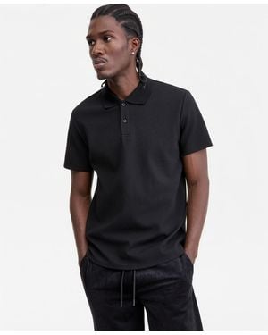 Guess Waffle-knit Polo Shirt - Black