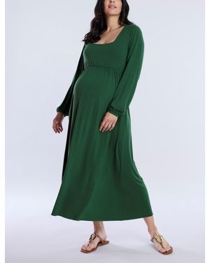 Motherhood Maternity Maternity Long Sleeve Empire Waist Maxi Dress - Green