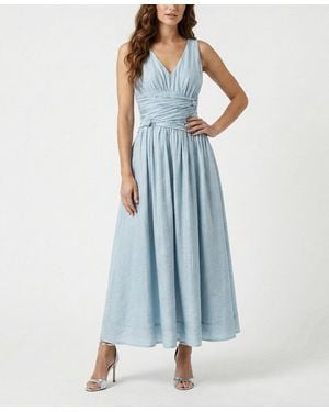 Taylor Knot Detail V-neck Dress - Blue