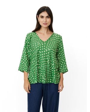 Masai Makatacia V-neck Polka Dot Blouse - Green