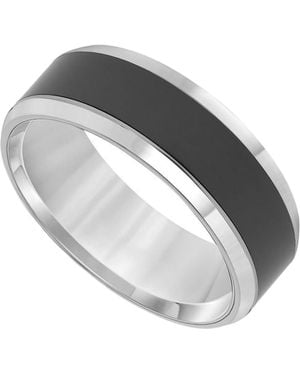 Triton Men's Tungsten Carbide And Ceramic Ring, 8mm Wedding Band - Gray