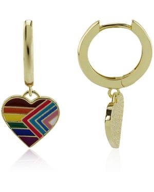 Rebl Jewelry Pride Heart Dangle Hoop Earrings - Metallic