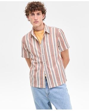 Sun & Stone Sun + Stone Arnav Regular-fit Geo-stripe Button-down Shirt - White