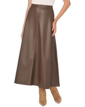 Vince Camuto Faux-leather Seamed Maxi Skirt - Brown