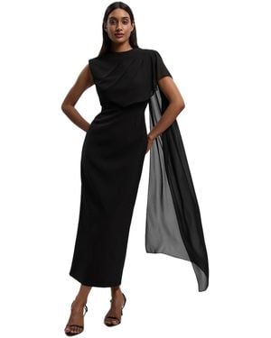 Karen Millen Tailored Cape Drape Maxi Dress - Black
