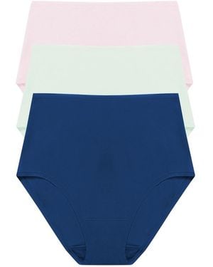 Natori Bliss Cotton High Waist Brief 3-pack - Blue