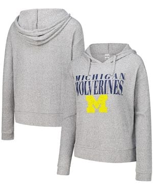 Concepts Sport Michigan Wolverines Juniper Soft Modest Cropped Long Sleeve Hoodie Top - Gray
