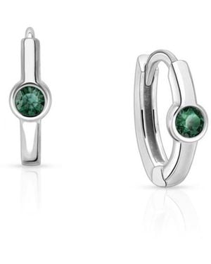 Tiny Blessings Girl's Sterling Silver 9mm Birthstone huggie Hoops Earrings - White
