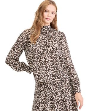 10 Crosby Derek Lam Valentine Neck Tie Leopard-print Long-sleeve Blouse - Brown