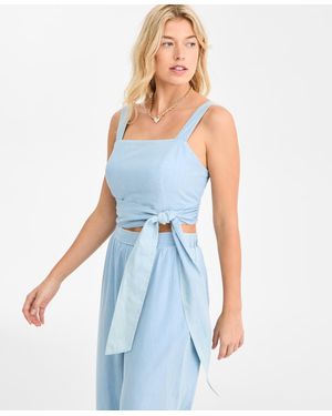 On 34th Cotton Cropped Sleeveless Top - Blue