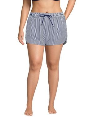 Lands' End Plus Size 3" Packable Cover-up Swim Shorts - Blue