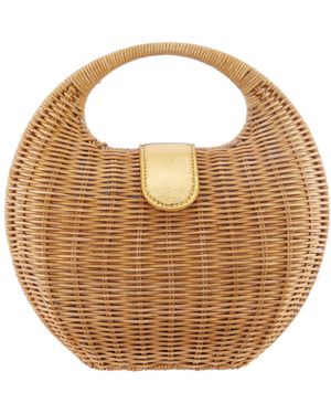 Nina Kava Rounded Rattan Small Satchel Bag - Natural