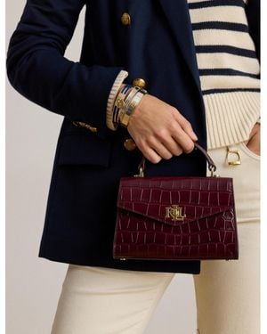 Ralph Lauren Embossed Farrah Small Satchel Bag - Purple