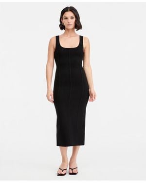 BarIII Sleeveless Bodycon Sweater Knit Midi Dress - Black