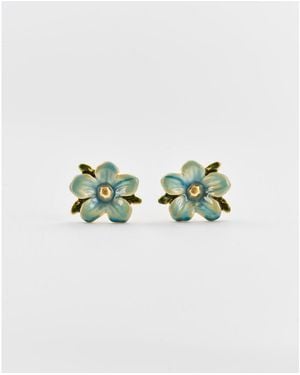 Fable England Forget Me Not Flora Stud Earrings - Green