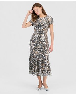 Sam Edelman Rose Sequin Floral-print Maxi Dress - Metallic