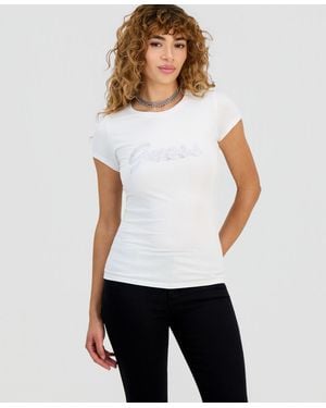 Guess Rhinestone Logo T-shirt - White